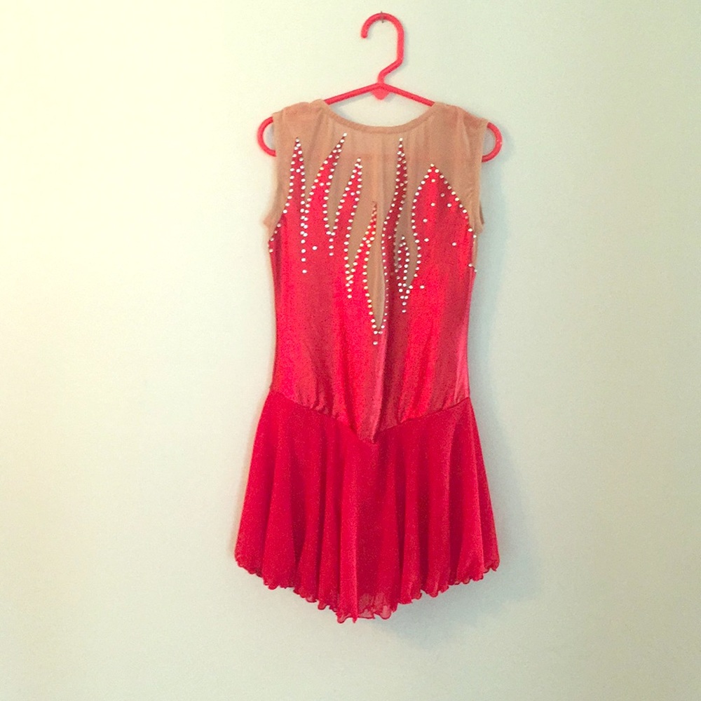 fiery red figure skating dress